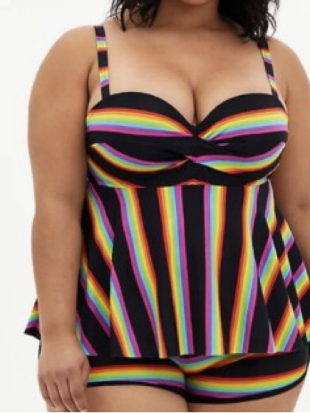 Torrid 4 Black Rainbow Stripe Tankini Set